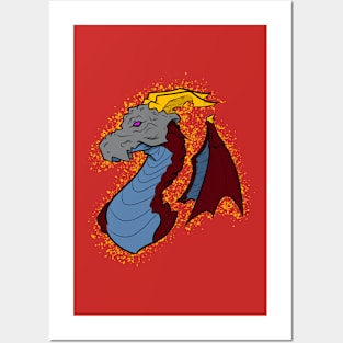 Dragon Bust Red and Blue Posters and Art